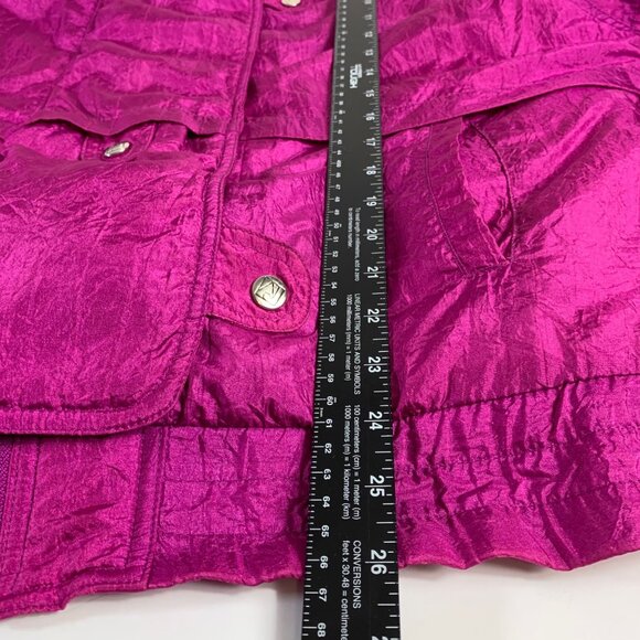 Andy Johns Nylon Parachute Jacket Womens M Magenta 80s Windbreaker Retro Zip Up - Picture 13 of 16